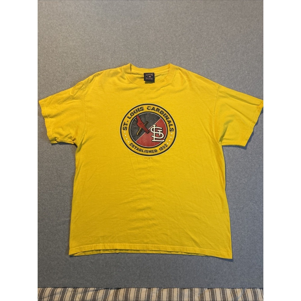 VTG St Louis Cardinals Cooperstown Collection Majestic Men's XL Yellow T Shirt